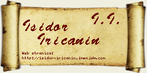 Isidor Iričanin vizit kartica